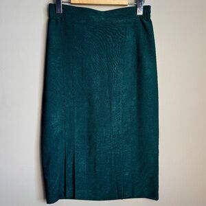 Bantry Bay by Leboff Vintage Pencil Knee Skirt Green Small Front Hem Pleats‎